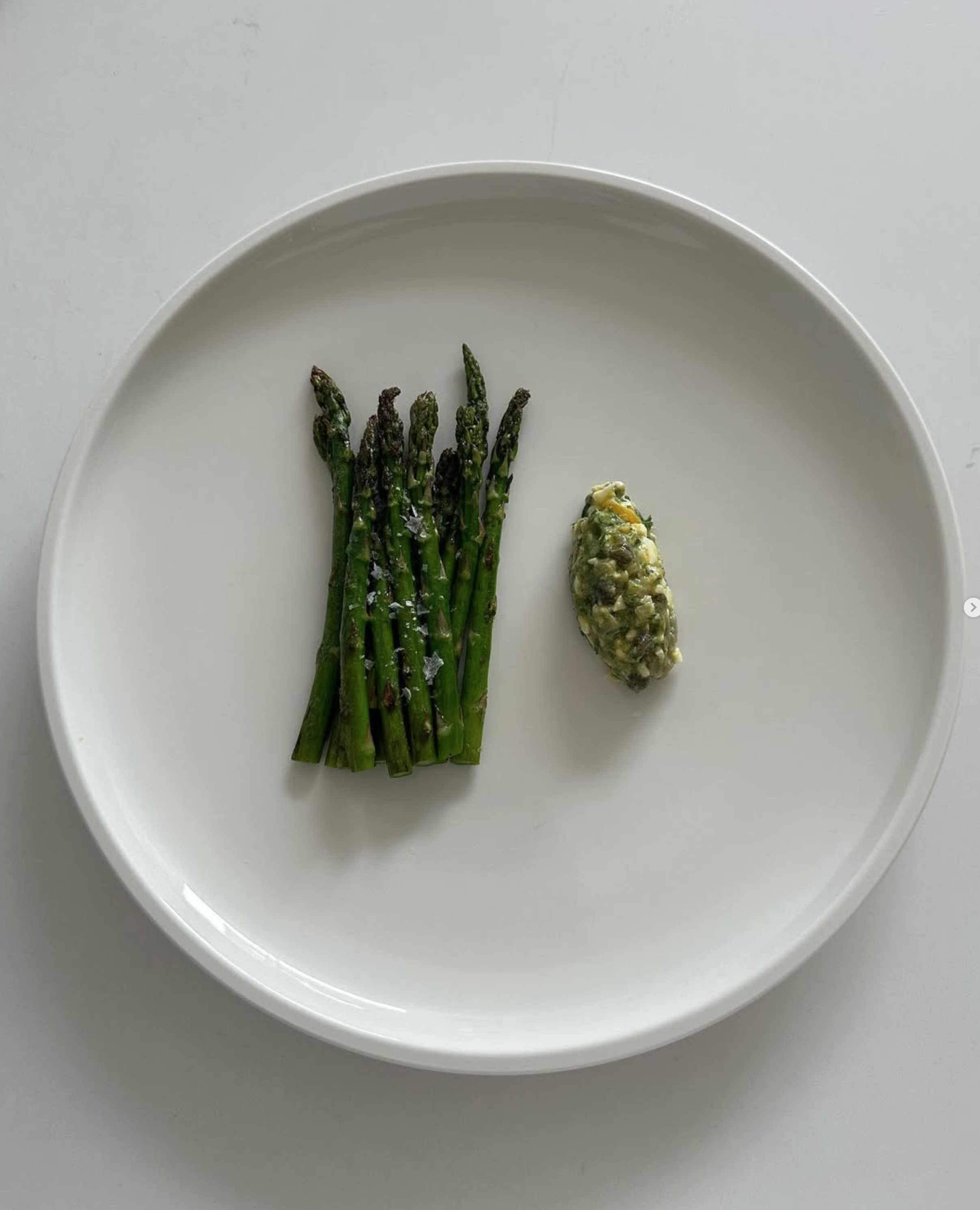 Charred asparagus with herb butter